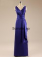 Blå En-linje Stroppeløs Gulv Lengde Rhinestones Taffeta Selskapskjoler